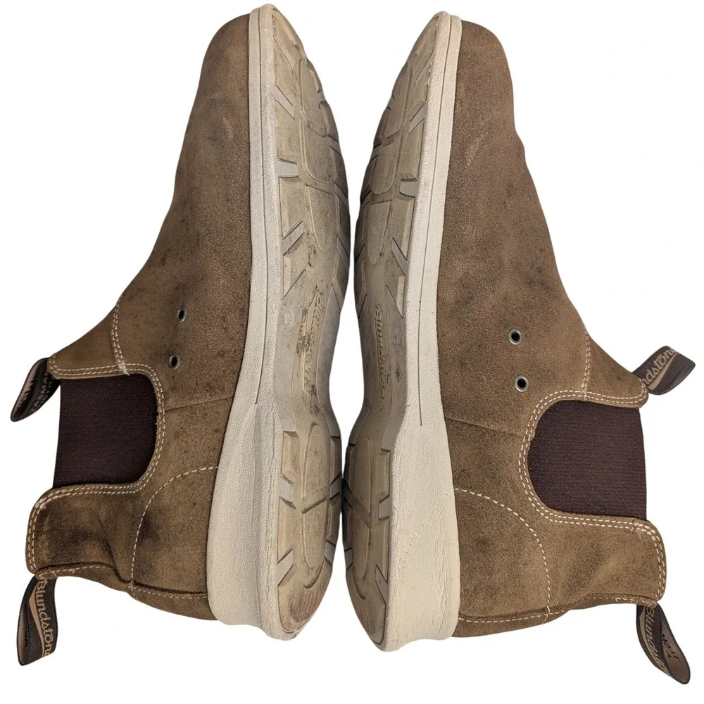 11.5 US Blundstone Distressed Active Series Brown Suede Chelsea Boots Mens